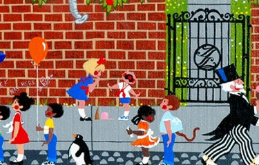 Merry Kohn - Funday at the Zoo - Oil - 4" x 14"