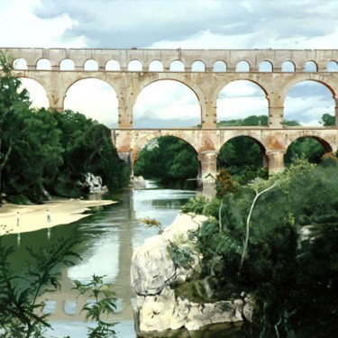 DeWitt Whistler Jayne - Pont Du Garde - Oil - 24" x 36"