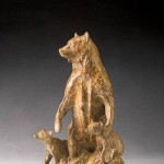 Melvin Johansen - Standing Grizzly Sow and Cubs - Bronze
