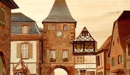 Rosheim - 32" x 27" - Marquetry - Jean Spindler