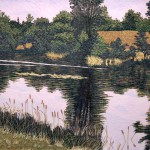 "Clayton Pond"- 12" x 18.5" - Reduction Woodcut Print - Gordon Mortensen