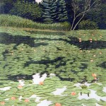 "Waterlilies"- 10" x 8" - Reduction Woodcut Print - Gordon Mortensen