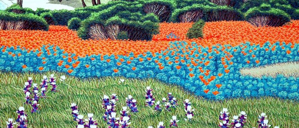 "Spring Time, Carmel Meadows" - 15" x 20" - Reduction Woodcut Print - Gordon Mortensen