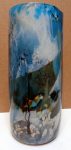 Blue Roll Up Vase - 9" x 5" - Glass - Ann Cavanaugh