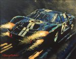 Lights Brazing GT40 Lemans 24 hours - 8" x 10" - Oil on Canvas - Barry Rowe