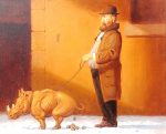 Just-A-Walkin'-The Rhino - 8" x 10" - Oil - Richard Lithgow