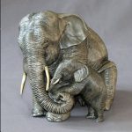 Elephant Mama & Baby | 12"t x 13"w | Stein