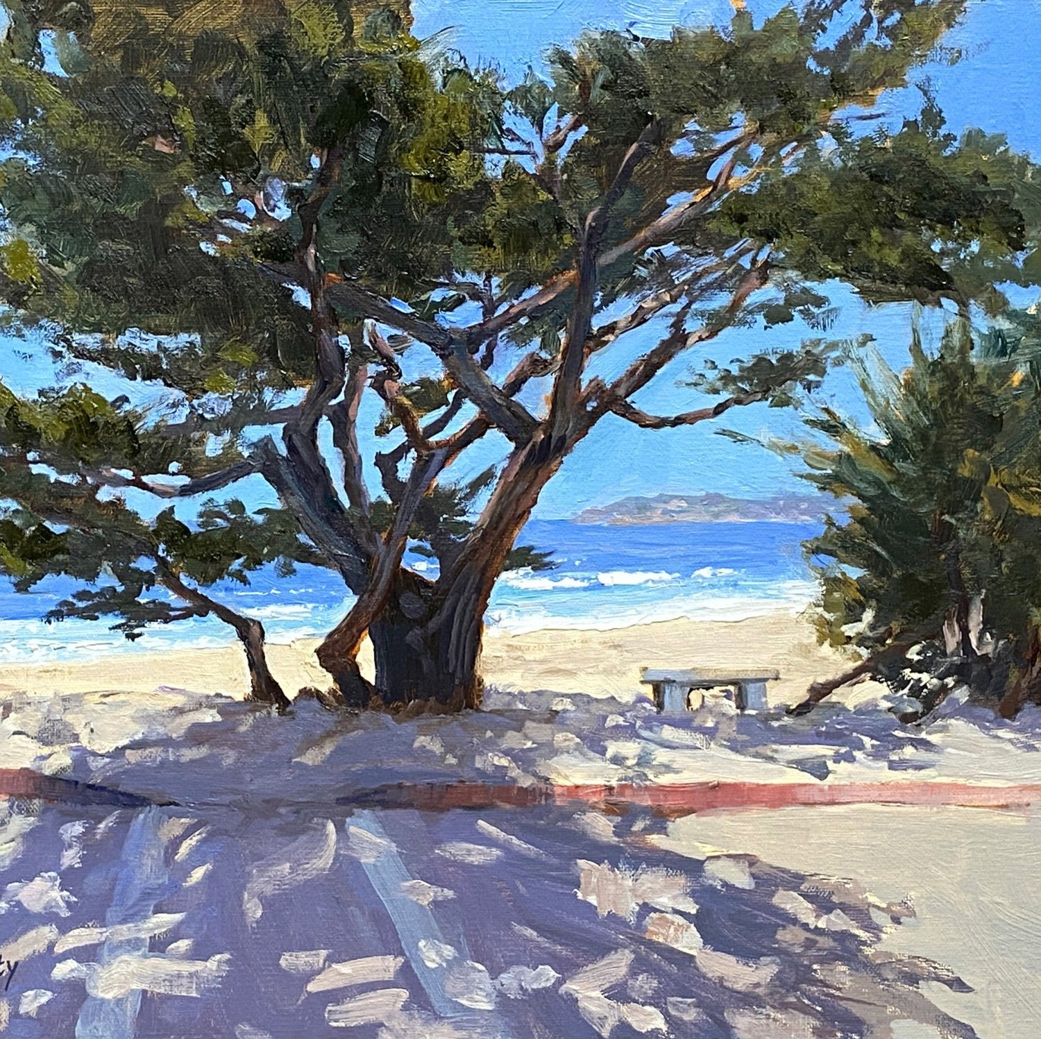 Crossing Scenic Road to Carmel Beach | 11" x 14" | Fogarty