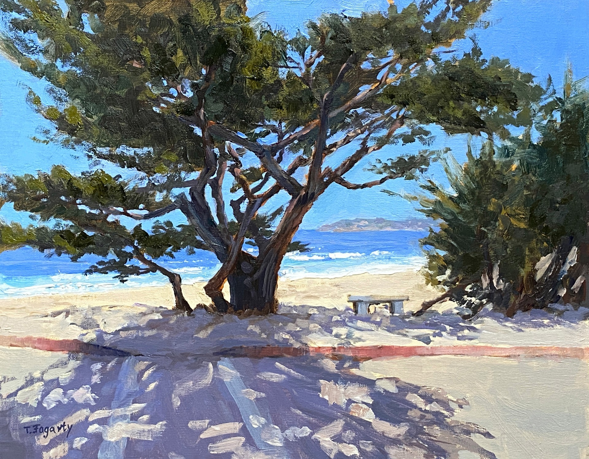 Crossing Scenic Road to Carmel Beach | 11" x 14" | Fogarty