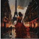 Eiffel's Scarlet Muse | 50" x 50" | Johansen