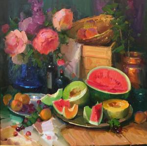 Still Life with Watermelon | 30" x 30" | Ovanes Berberian