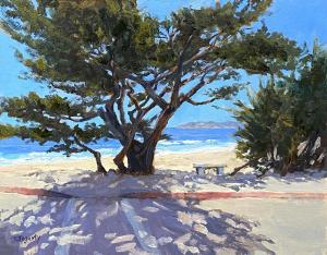 Crossing Scenic Road to Carmel Beach | 11 x 14 | Fogarty