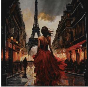 Eiffel's Scarlet Muse | 50 x 50 | Johansen