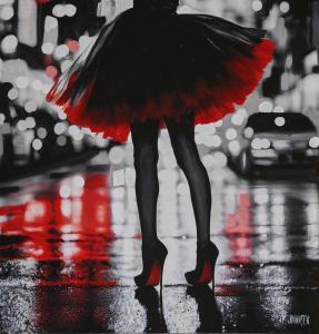Red Soles Dancing in the Rain | 44" x 42" | Johansen
