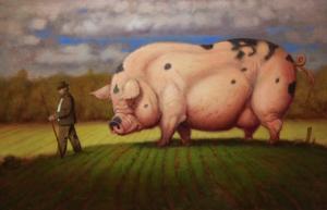 Just a-walkin' the pig | 9" x 12" | Richard Lithgow