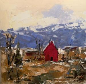 Red Barn in the Mountains | 8 x 8 | Pratt