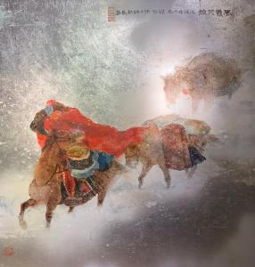 Traveling in the Snow | 25" x 24" | Mou-Sien Tseng