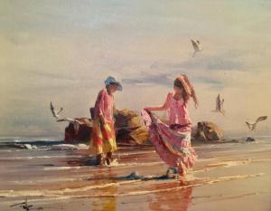 Sisters at the Beach | 16" x 20" | Graeme Hagan