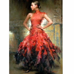 Flamenco Dancer in Red | 40" x 30" | Stephen Pan